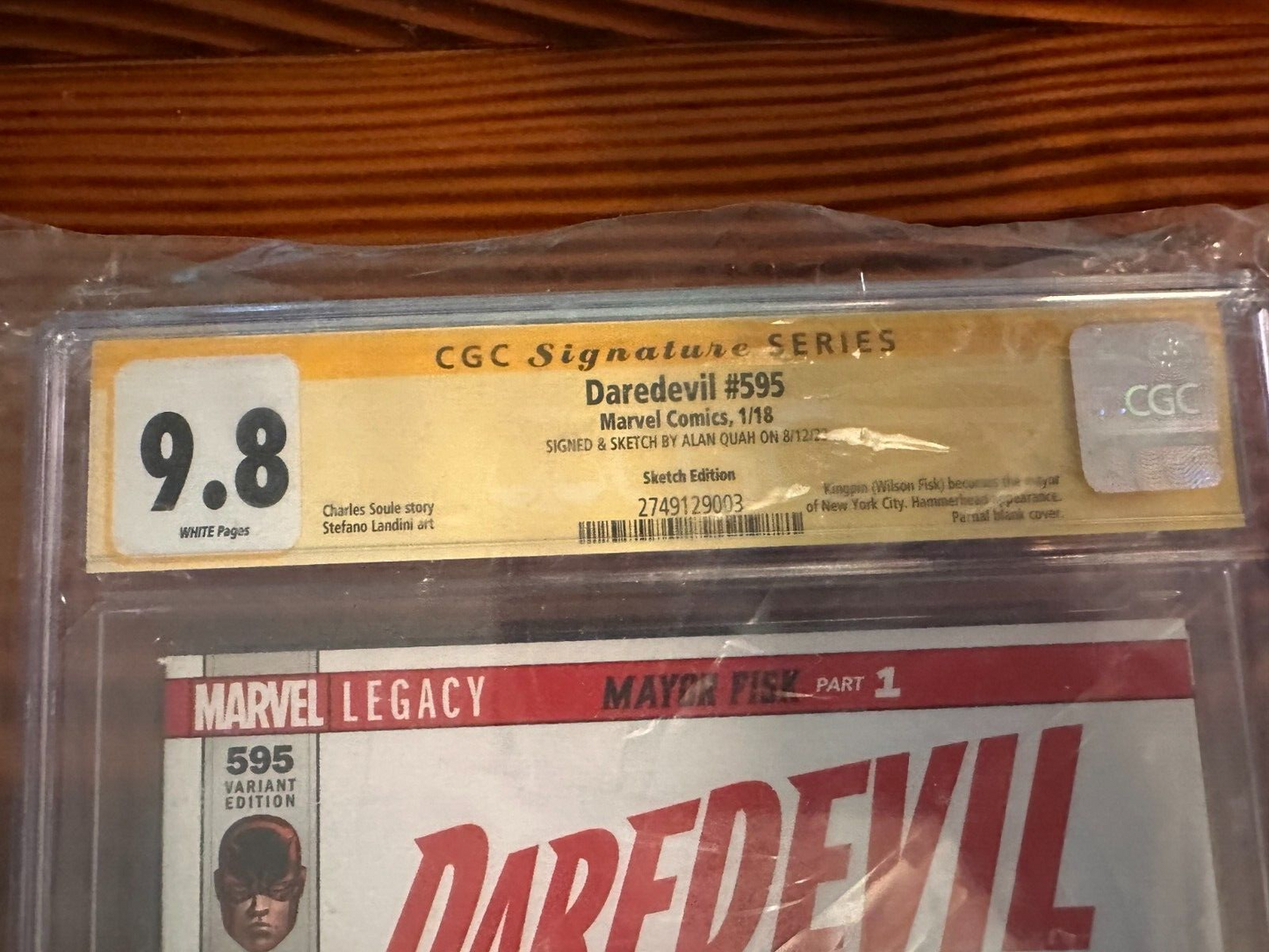 Daredevil #595 Variant Edition Sketched and Auto by Alan Quah CGC 9.8