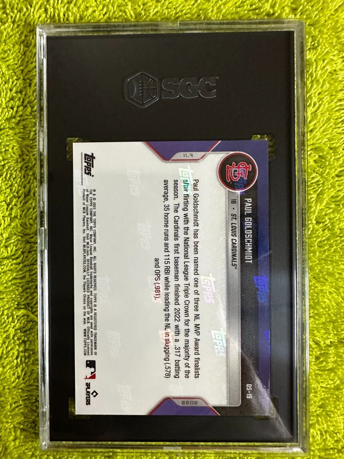 2022 Topps Now OS-19 Paul Goldschmidt NL MVP Award Finalist Blue 9/49 SGC 10GM