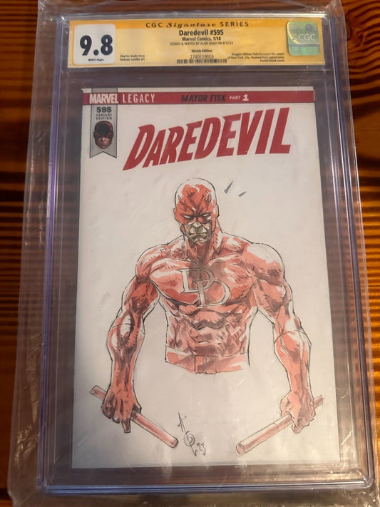 Daredevil #595 Variant Edition Sketched and Auto by Alan Quah CGC 9.8
