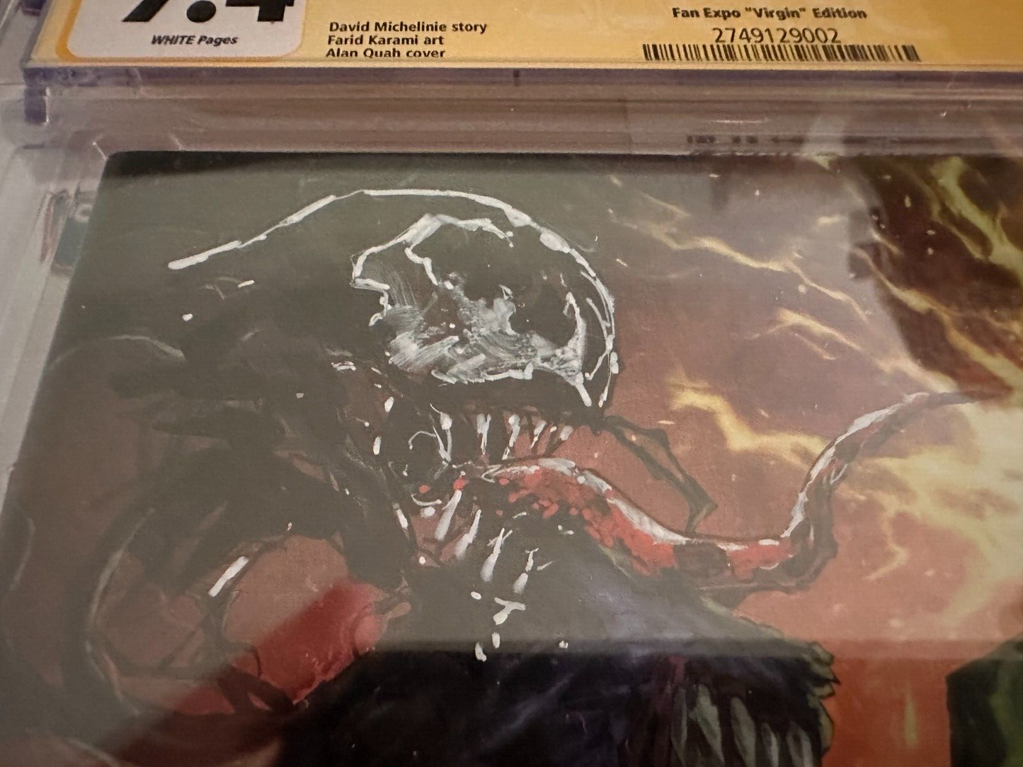 Venom: Lethal Protector II #1 w/ sketched remark and auto by Alan Quah CGC 9.4