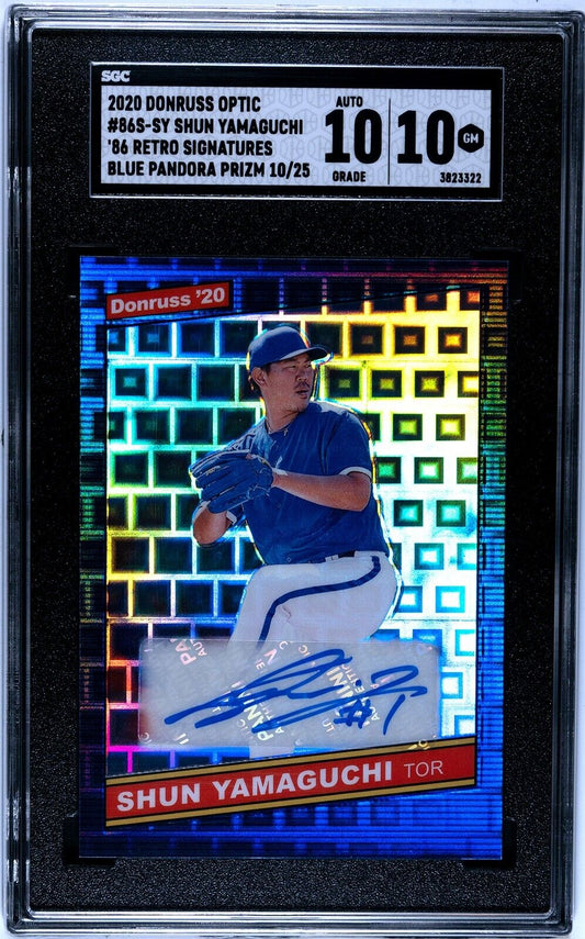 2020 Donruss Opt FOTL 86S-SY Shun Yamaguchi Auto Pandora Blue Prizm 10/25 SGC 10
