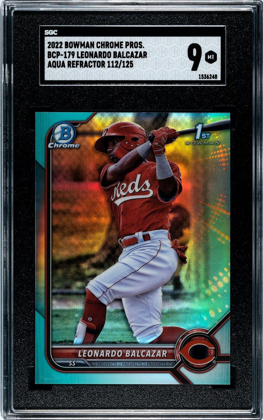 2022 Bowman Chrome BCP-179 Leonardo Balcazar Auqa Refractor 112/125 SGC 9MT