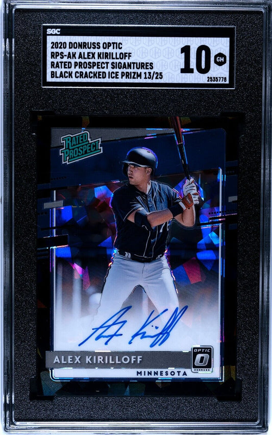 2020 Donruss Optic FOTL RPS-AK Alex Kirilloff Black Cracked Ice Prz 13/25 SGC 10