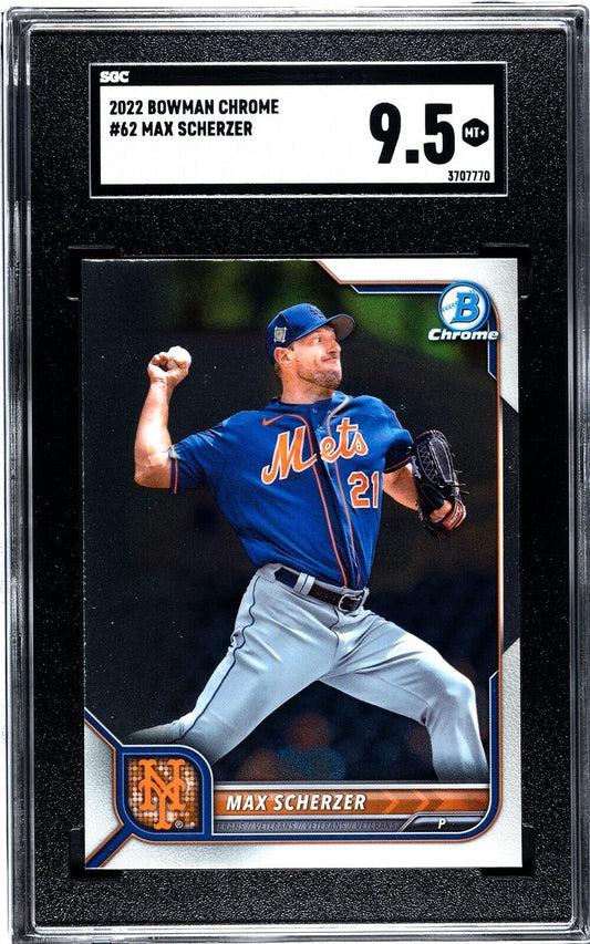 2022 Bowman Chrome #62 Max Scherzer New York Mets SGC 10GM