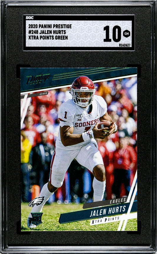 2020 Panini Prestige Jalen Hurts Green Extra Points Rookie Cars #248 SGC 10