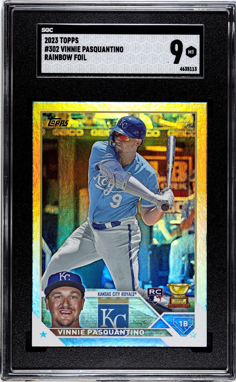 2023 Topps Series 1 Vinne Pasquantino RC Rainbow Foil SGC 9MT