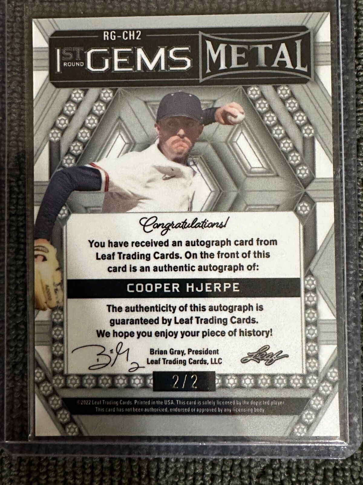 2022 Leaf Metal Draft 2/2 1st Round Gems Cooper Hjerpe St. Louis Cardinals