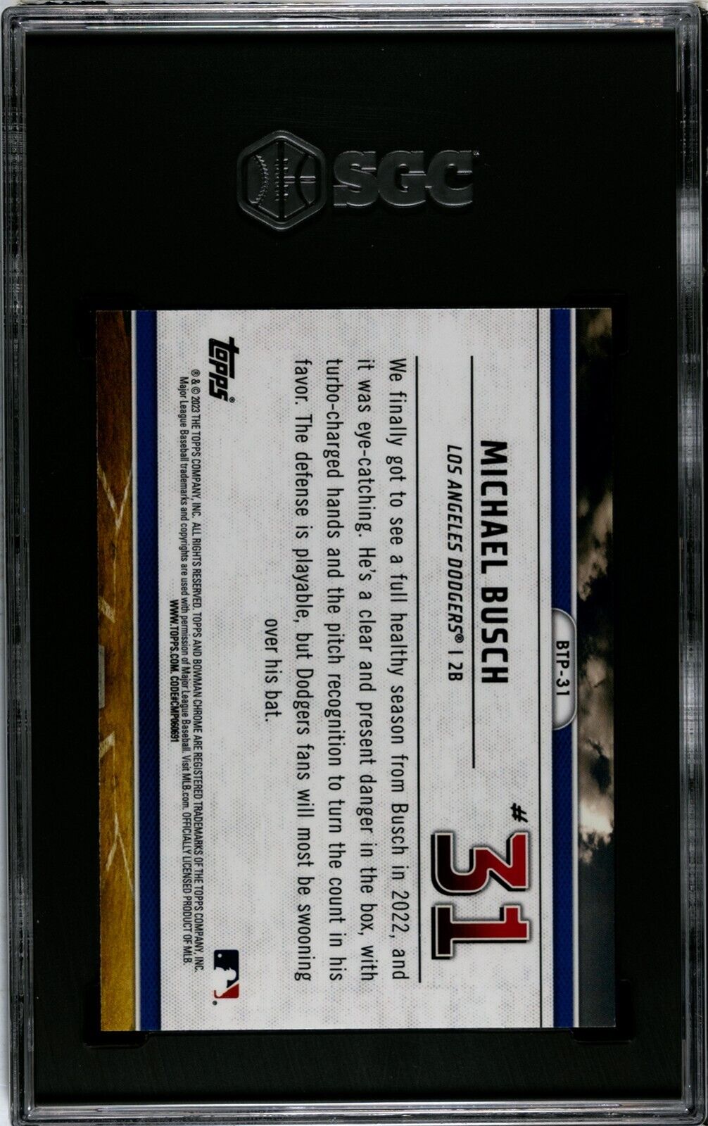 2023 Bowman Scout's Top 100 Michael Busch BTP-31 SGC 9.5MT+ LA Dodgers
