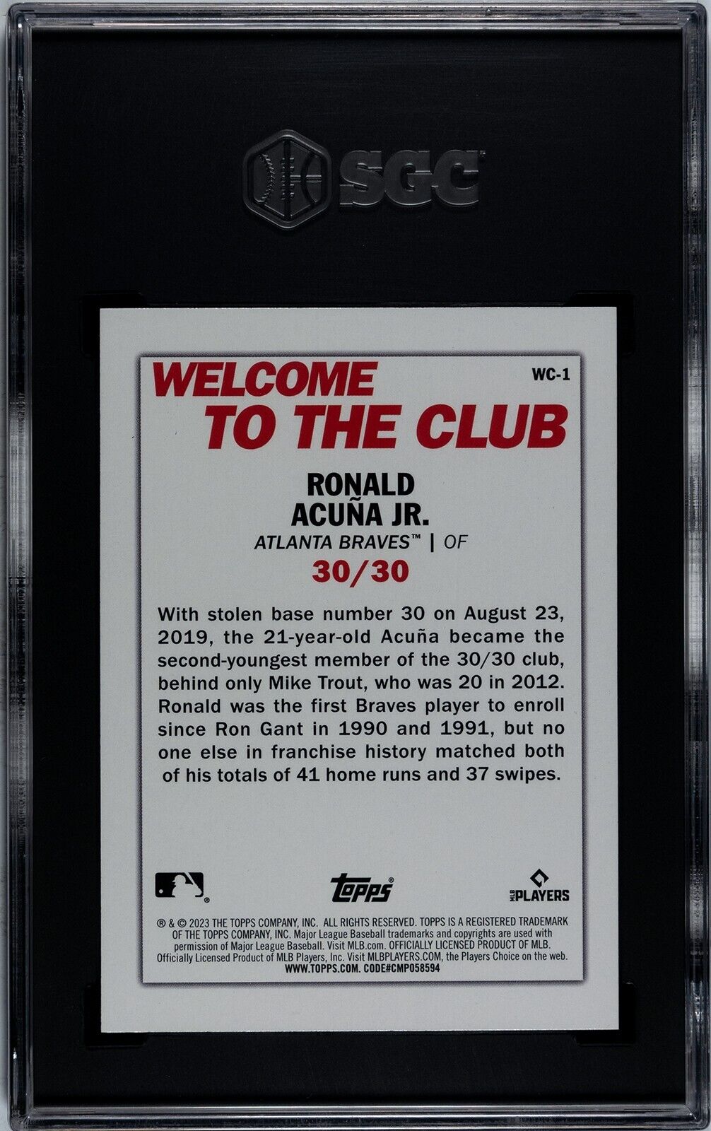 2023 Topps Series 1 Ronald Acuna Jr 30/30 Club SGC 10GM
