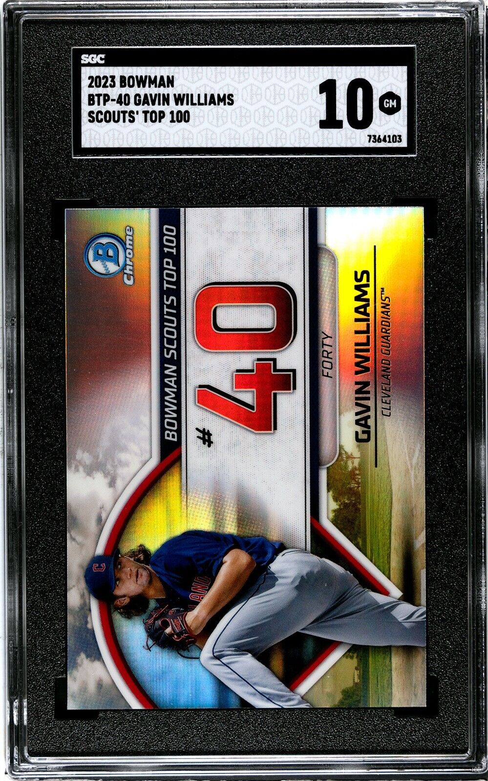 2023 Bowman Gavin Williams Scouts Top Prospects BTP-40 SGC 10GM Guardians