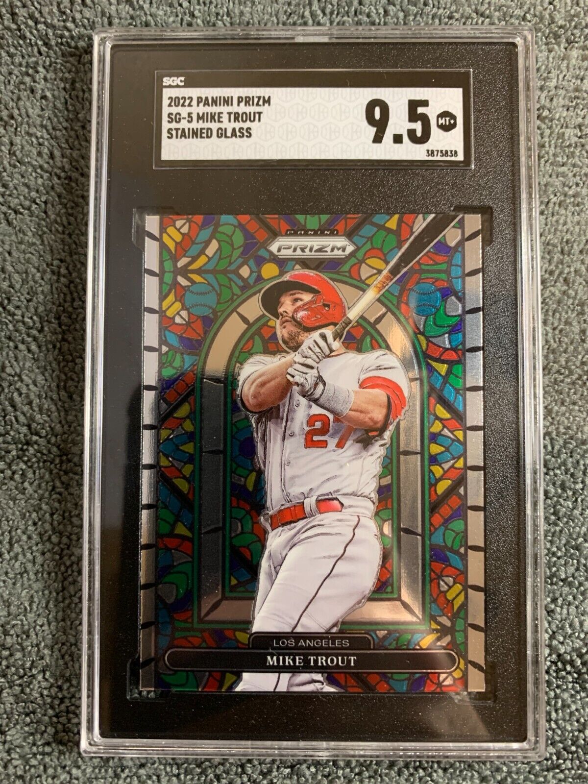 2020 Panini Prizm Stained Glass Mike Trout Graded 9.5