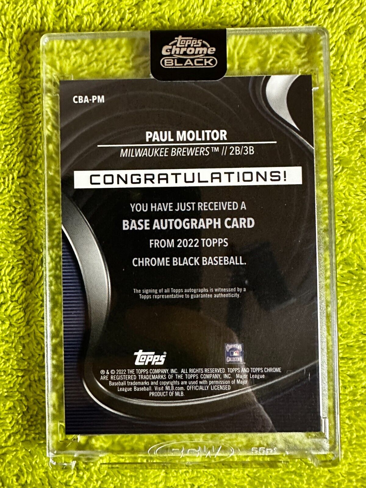 2022 Topps CHROME BLACK PAUL MOLITOR CBA-PM AUTO MILWAUKEE BREWERS