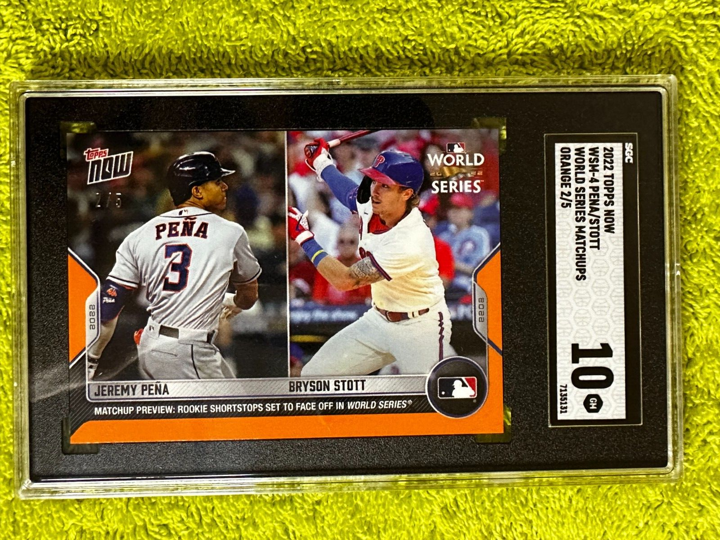 2022 TOPPS NOW WSM-4 World Series Matchup Jeremy Pena/Bryson Stott 2/5 SGC 10GM
