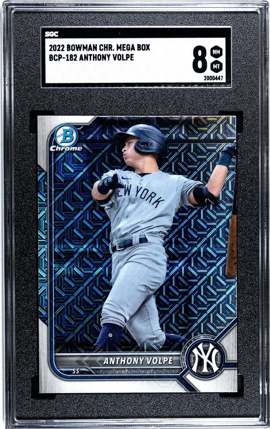 2022 Bowman Chrome Anthony Volpe  BCP-182  Refractor SGC 8NM/MT NY Yankees