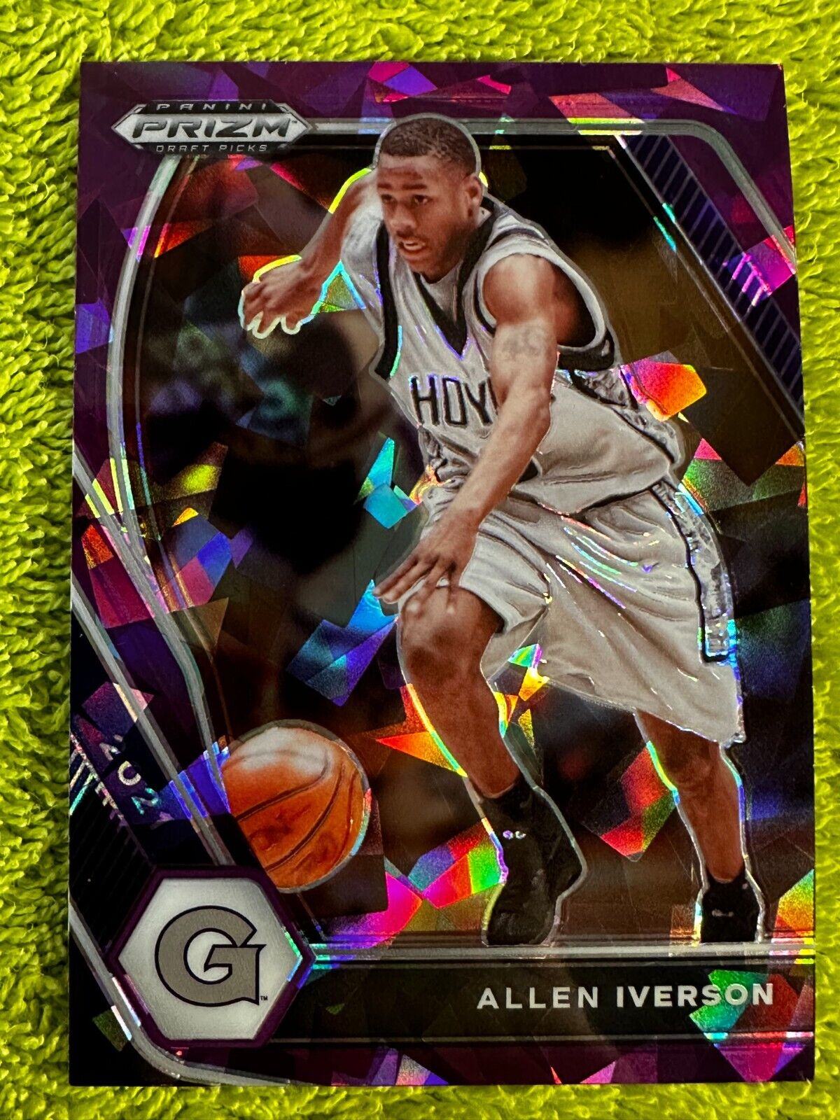 2021 Panini Prizm Allen Iverson Purple Cracked Ice Prizm 74/149