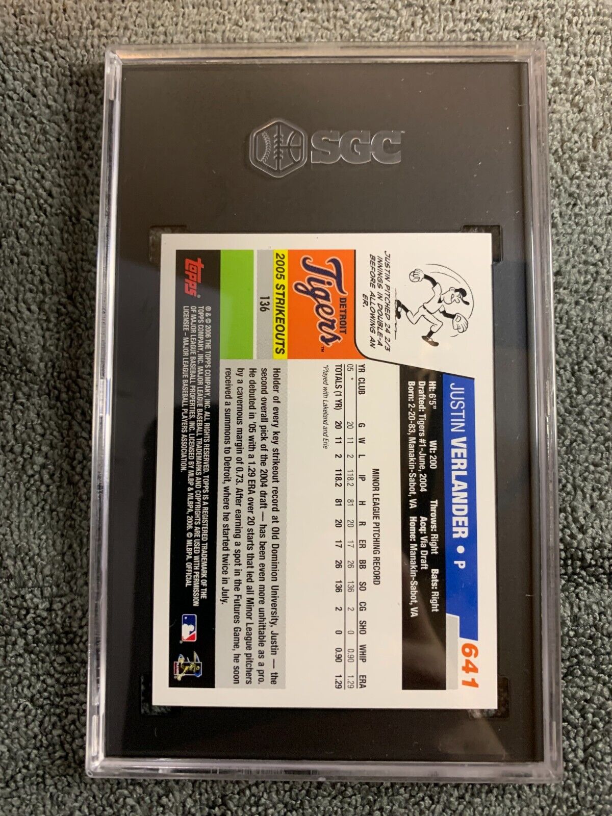 2006 topps justin verlander 641 psa 9.5