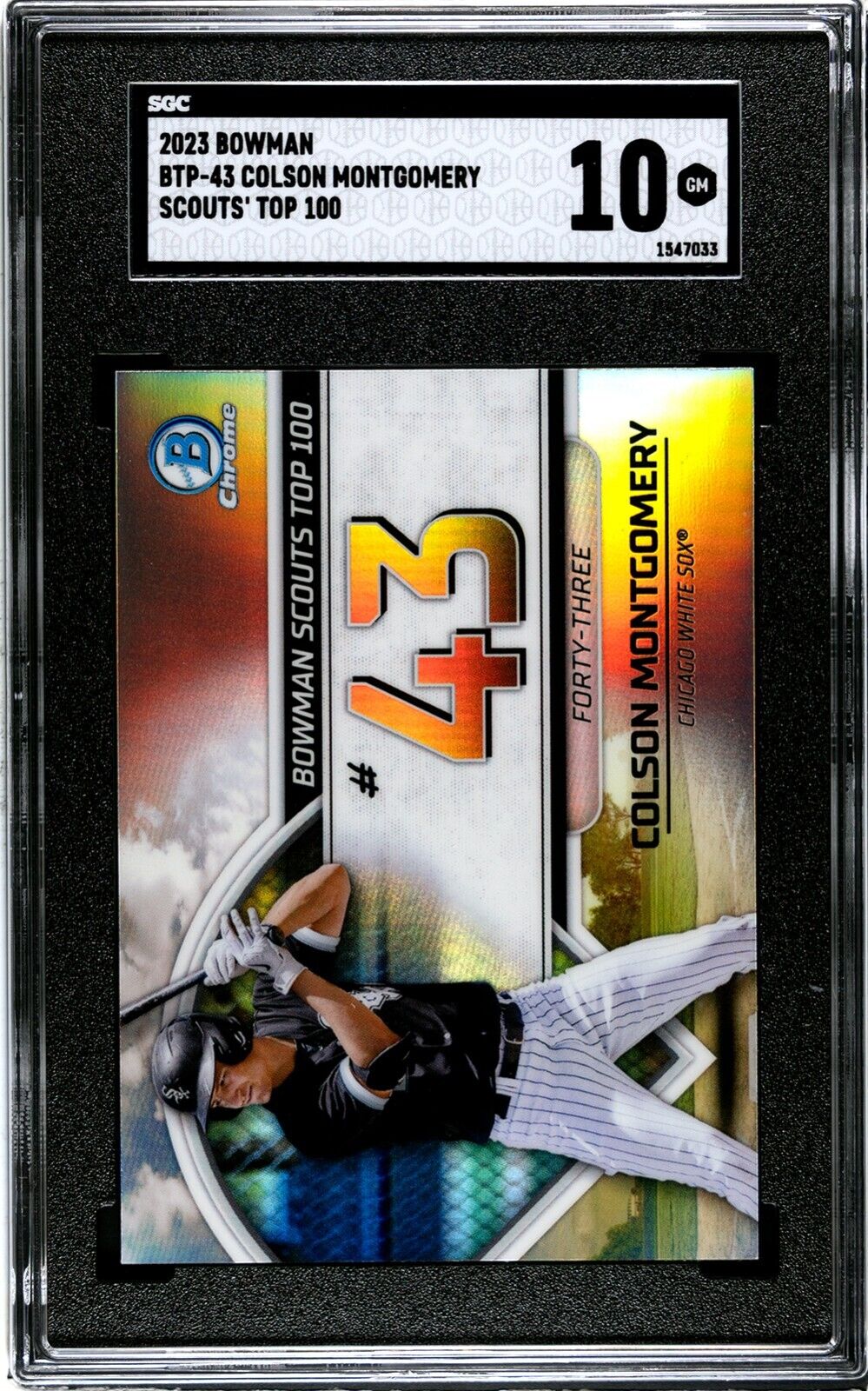 2023 Bowman Colson Montgomery Scouts Top 100 BTP-43 SGC 10GM White Sox