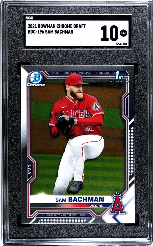 2021 Bowman Chrome Draft Sam Bachman BCD-196 LA Angels SGC 10GM