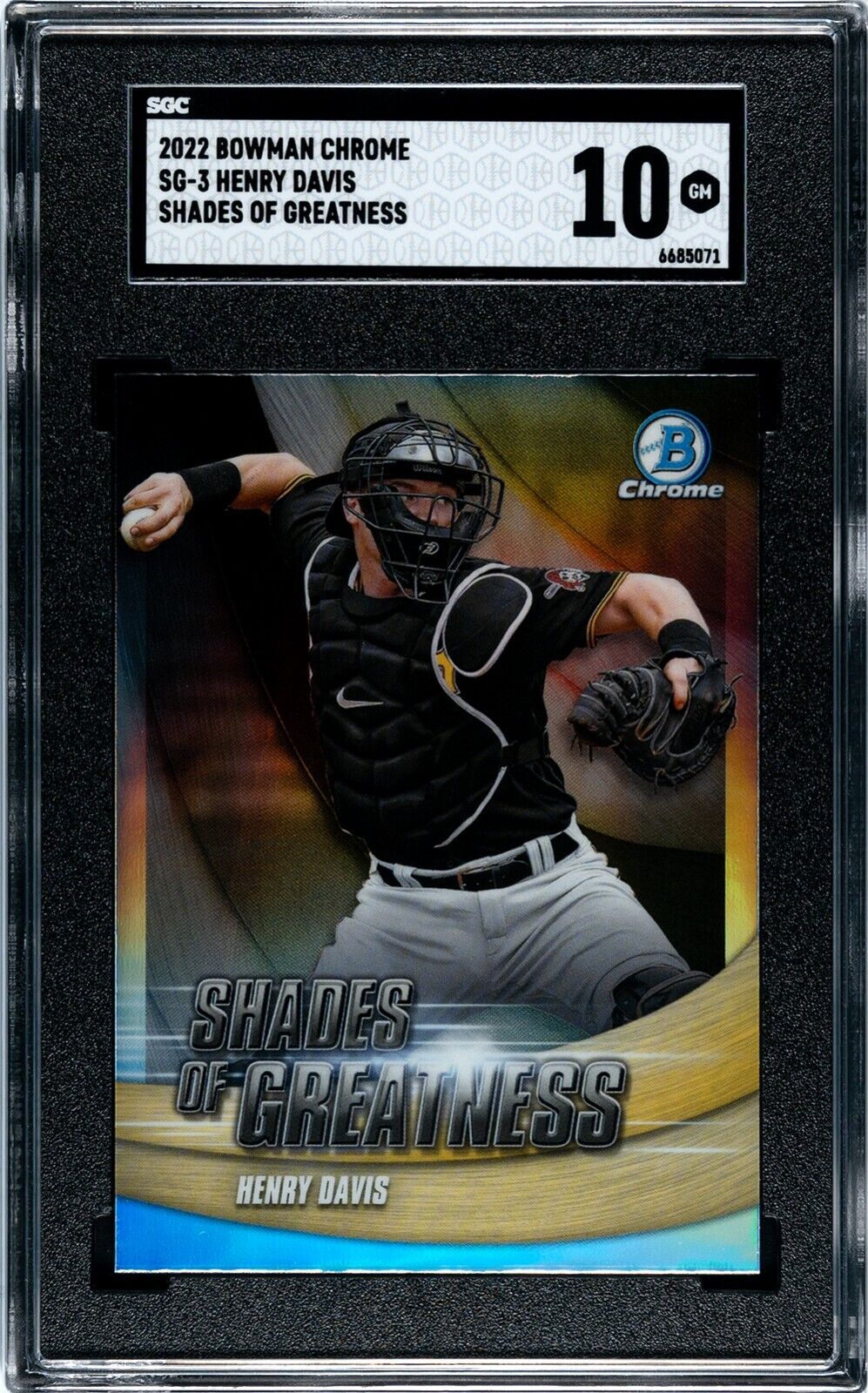 2022 Bowman Chrome SG-3 Henry Davis Shades of Greatness SGC 10GM Pitt Pirates