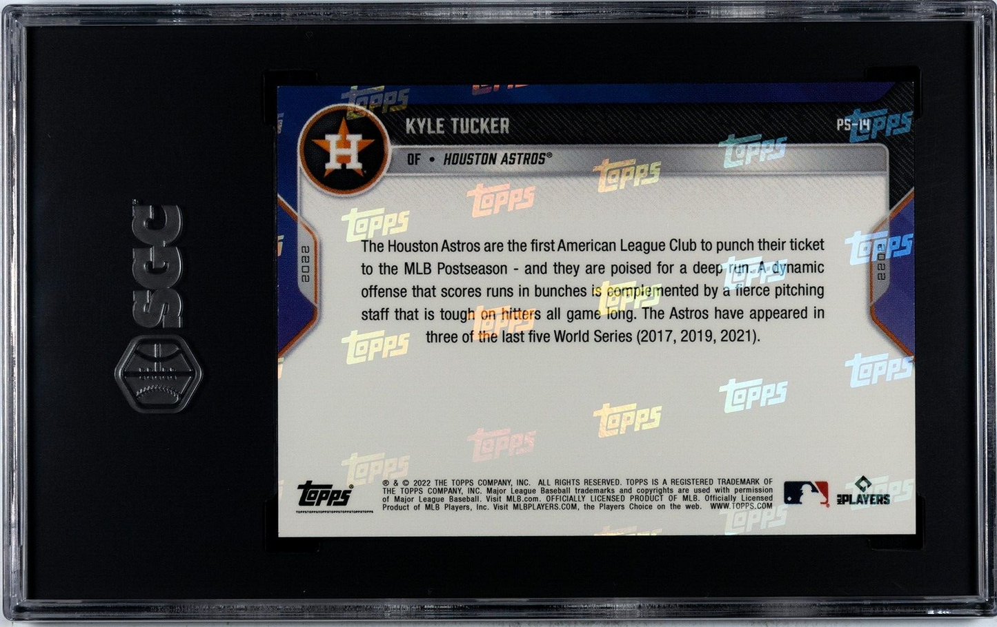 2022 Topps Now PS-14 Kyle Tucker AL West Division Champs 10/25 SGC 10GM