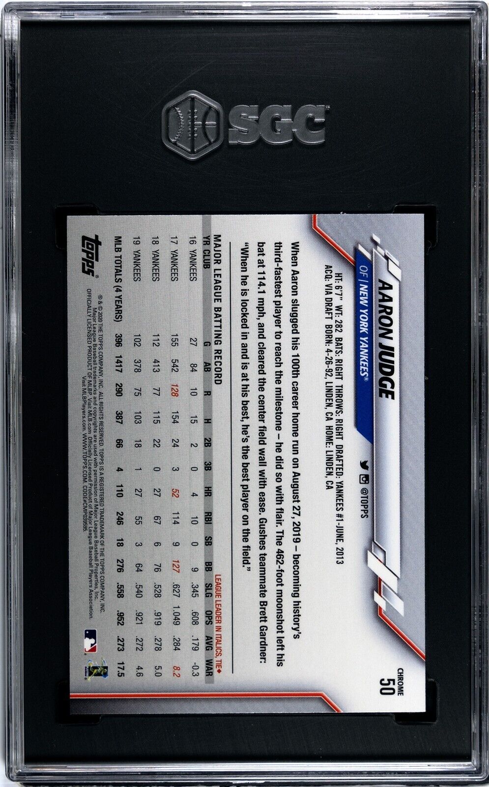 2020 Topps Chrome - Refractor #50 Aaron Judge