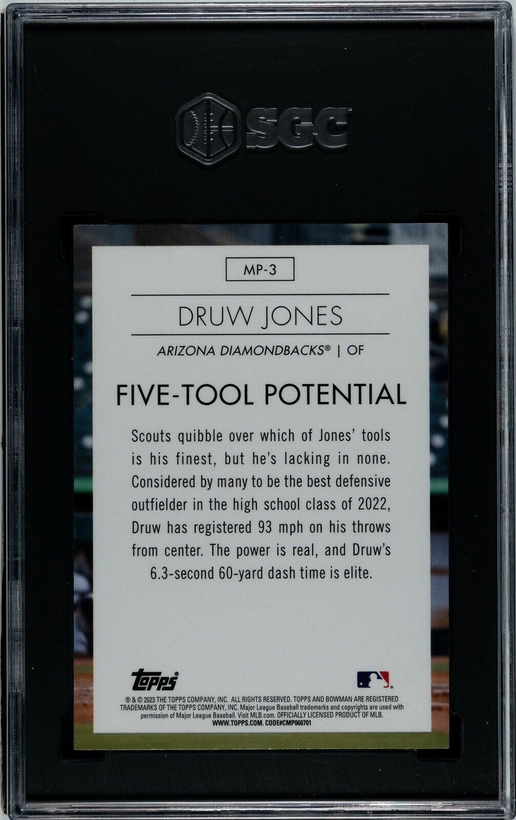 2023 Bowman Modern Prospects Drew Jones SGC 9 DBacks