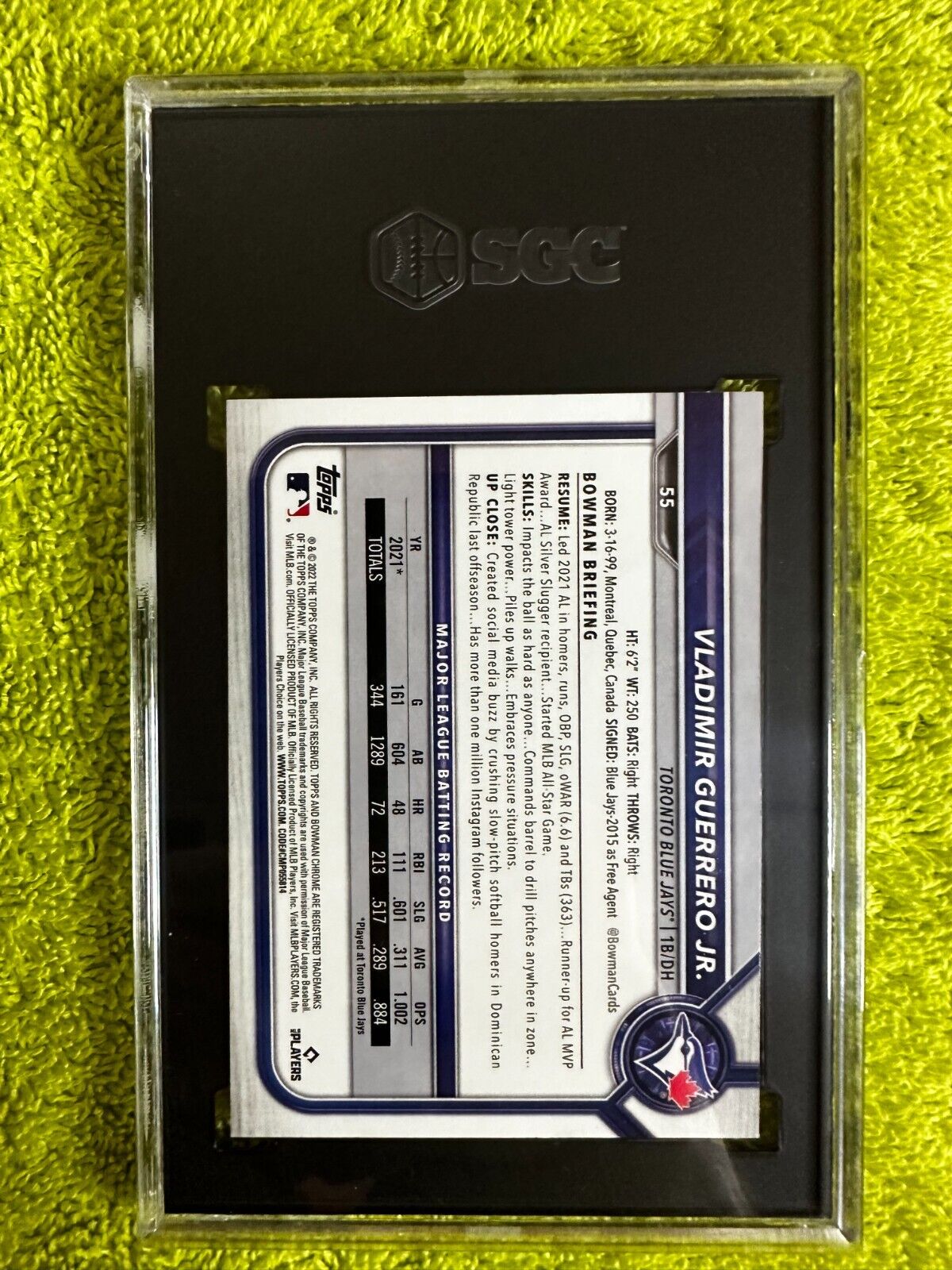 2022 Bowman Chrome Vladimir Guerrero Jr. SGC 10