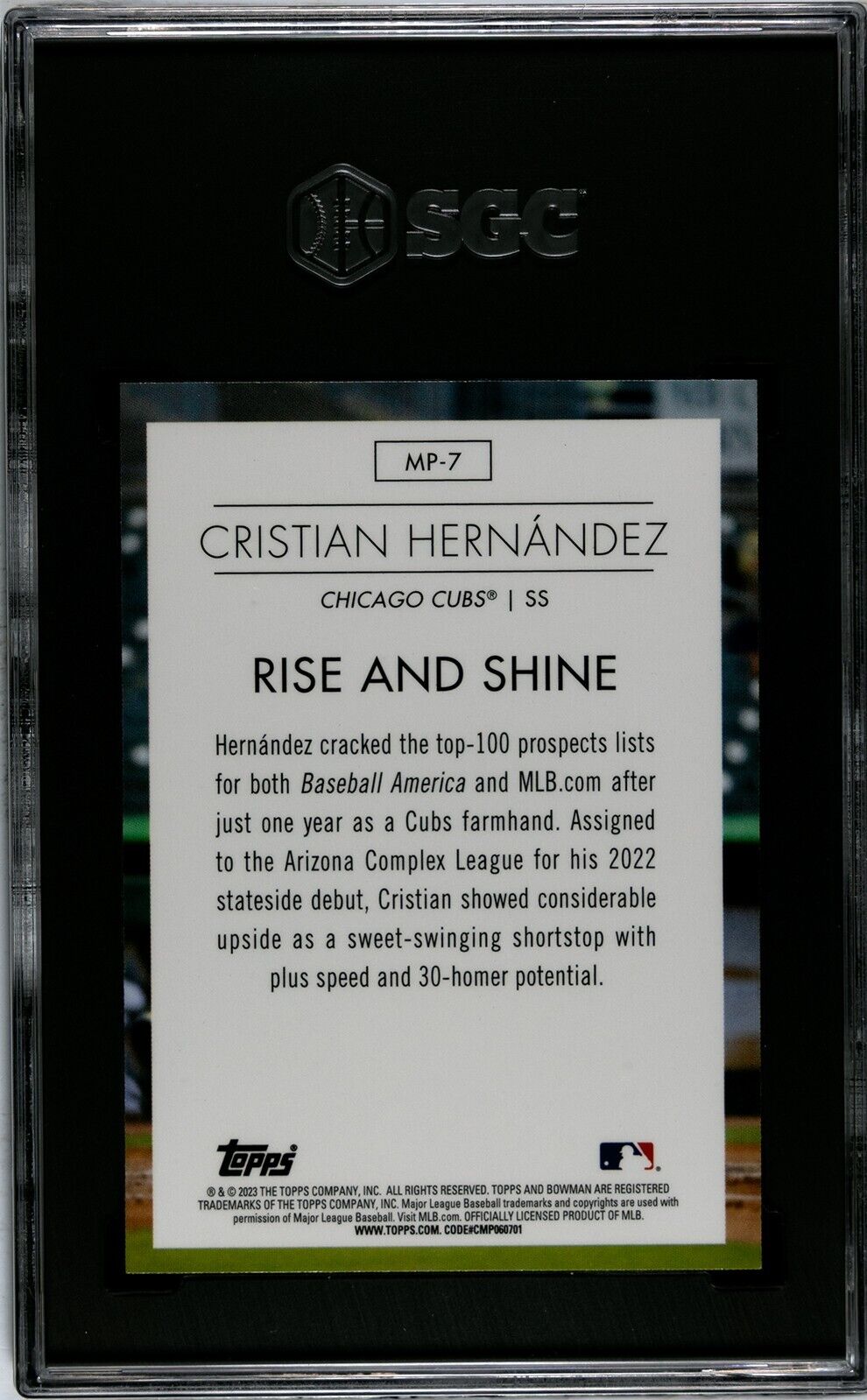 2023 Bowman Cristian Hernandez Prospect MP-7 SGC 10GM Cubs