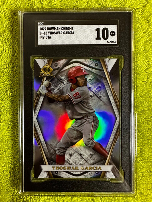 2022 Bowman Chrome Invicta Refractor Yhoswar Garcia SGC 10 Philadelphia Phillies