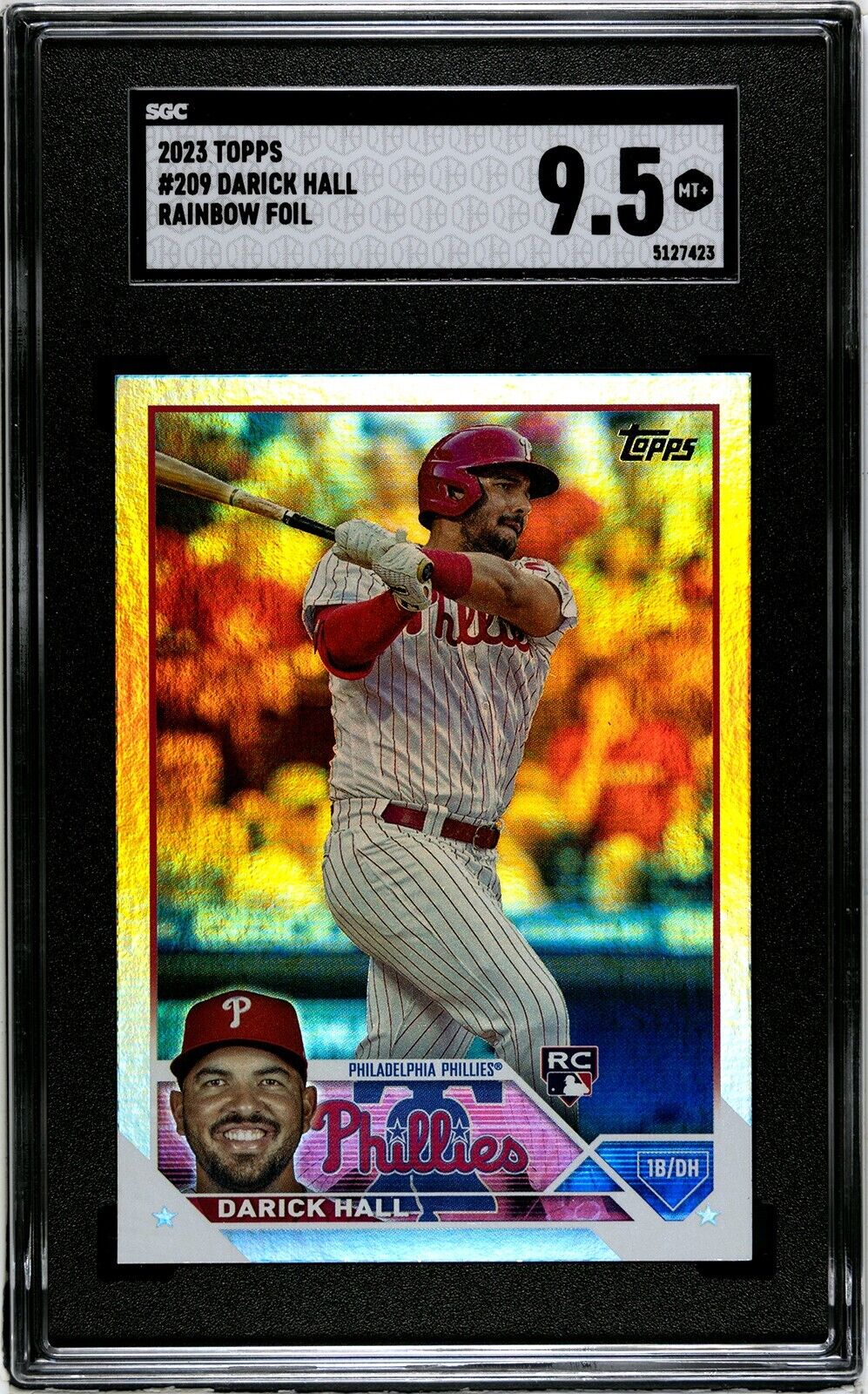 2023 Topps Series 1 Darick Hall Rainbow Foil SGC 9.5MT+ Phillies