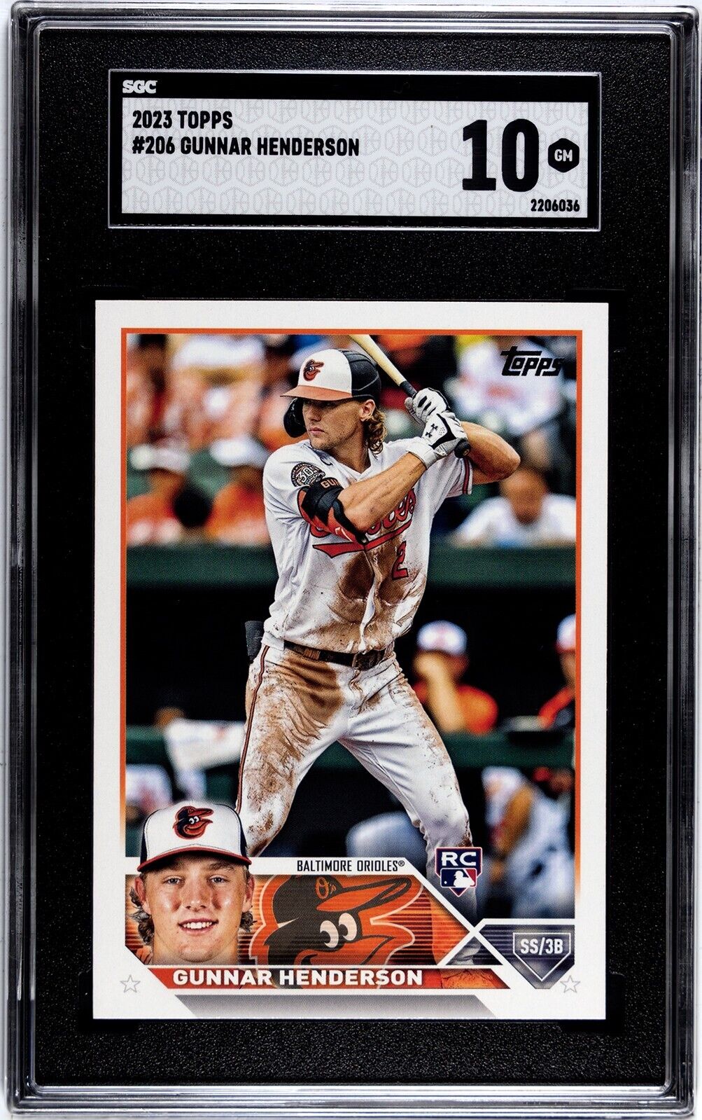 2023 Topps Series 1 Gunnar Henderson Rookie RC #206 Orioles SGC 10 Gem Mint